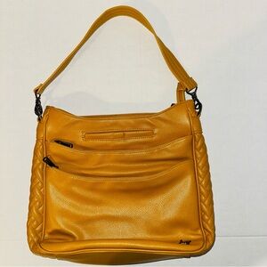 Lug Cable Car Purse Crossbody bag Adjustable Straps Mustard yellow Leather